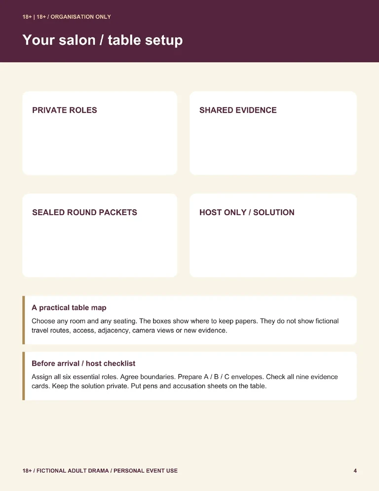 Set your salon table printable page