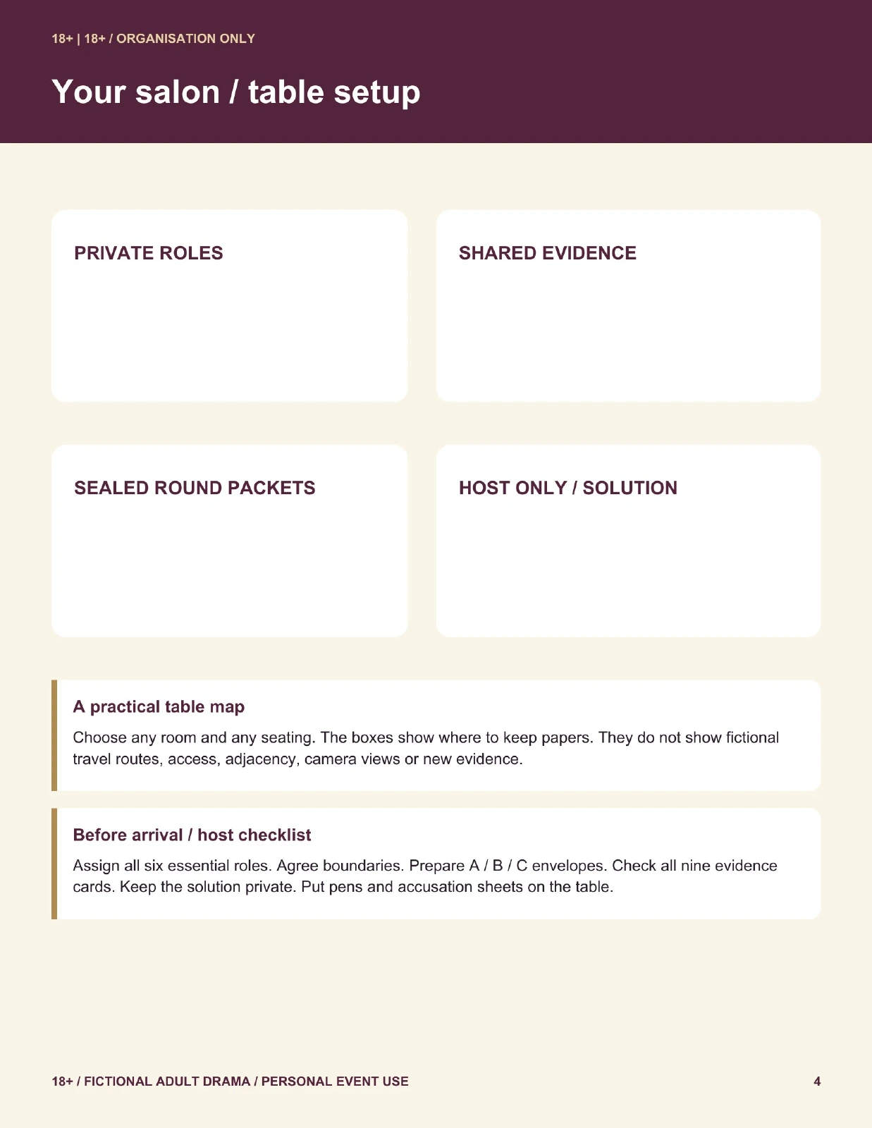 Set your salon table printable page